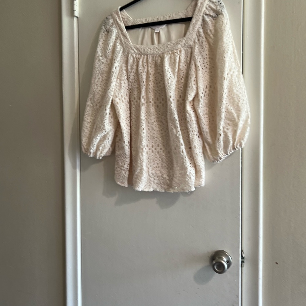 GUC Lauren Conrad White, eyelet, peasant top